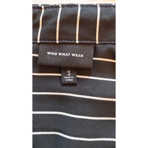 Who What Wear Sheath Dress Black White Pinstriped Long Sleeves Button down small - Picture 8 of 16
